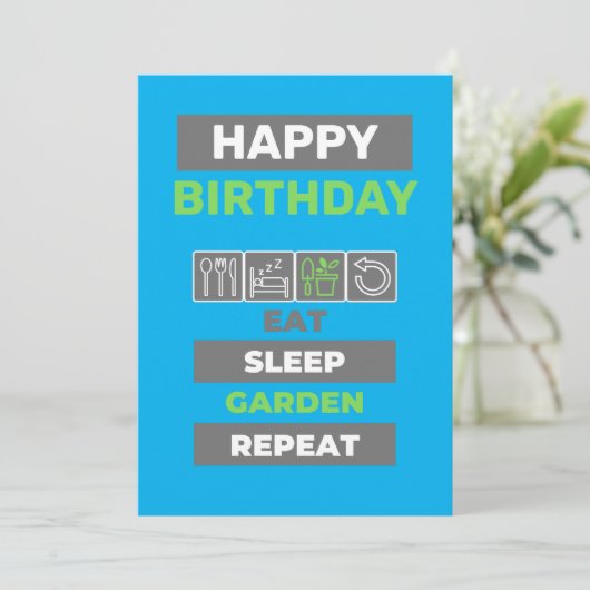Gardener Birthday Card - Sleep Garden wiederholen (Stehend Vorderseite)