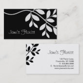 Gardener Business Card Leaf Branch Black & White Visitenkarte (Vorne/Hinten)