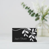 Gardener Business Card Leaf Branch Black & White Visitenkarte (Stehend Vorderseite)