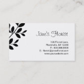 Gardener Business Card Leaf Branch Black & White Visitenkarte (Rückseite)