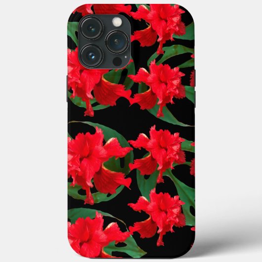 Gardener Hibiskus Monstera Muster Black Case-Mate iPhone Hülle (Rückseite)