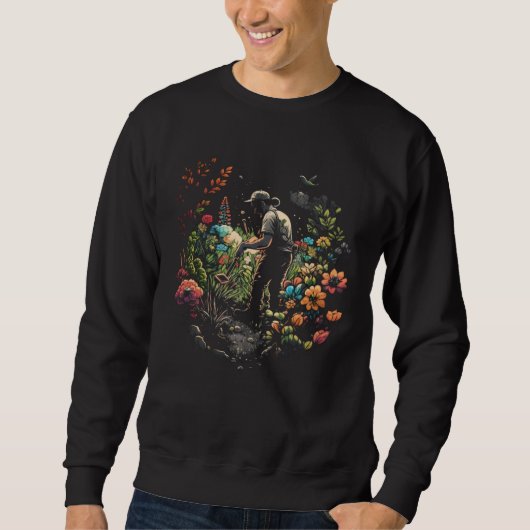 Gardener Landscaper Splash Retro Garden Worker Sweatshirt (Vorderseite)