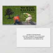 Gardener Mowing Lawn | Tree Logo Visitenkarte (Vorne/Hinten)