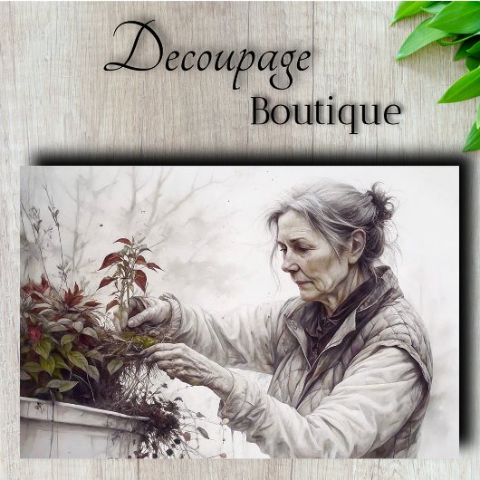 Gardener Portrait Decoupage Seidenpapier