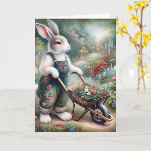 Gardener Rabbit Birthday Karte (Gelbe Blume)