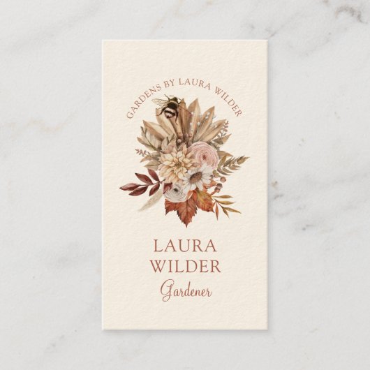 Gardener Rustic Boho Floral Business Card Visitenkarte (Vorderseite)
