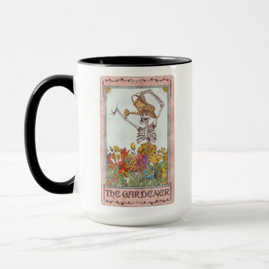 Gardener Tarot Card Blume Funny Skelett Tasse (Links)