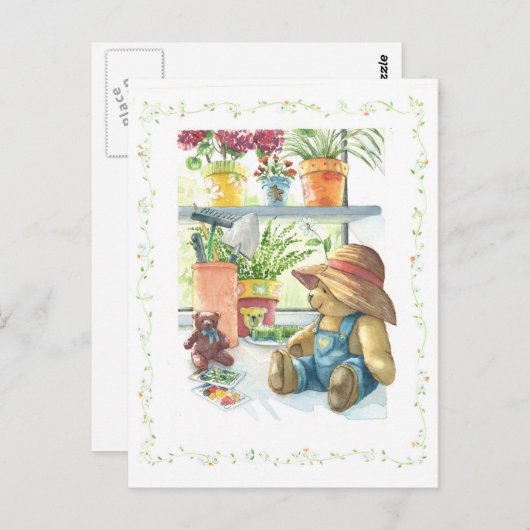 Gardener Teddy Bear Postkarte (Vorne/Hinten)