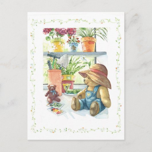 Gardener Teddy Bear Postkarte (Vorderseite)