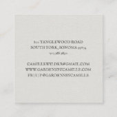 Gardener Wasserfarbenwasser Quadratische Visitenkarte (Rückseite)