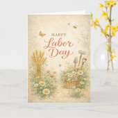 Gardeners Floral Tools Happy Labor Day Karte (Gelbe Blume)