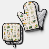 Gardener's harvest and cooking apron. ofenhandschuh & Topflappen-Set (Vorderseite/Rückseite)