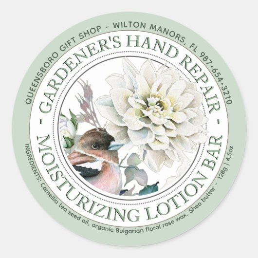 Gardener's Rosewachs Hand Reparatur Lotion Bar Cla Runder Aufkleber (Vorderseite)