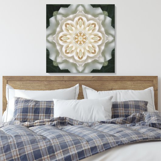 Gardenia Inner Glow Mandala Canvas Print Leinwanddruck (Insitu (Schlafzimmer))