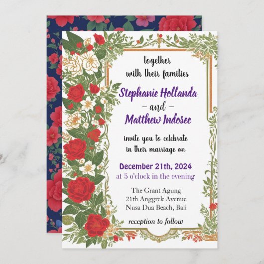 Gardenia Liebe Joy Everlasting Commitment Wedding Einladung (Vorne/Hinten)