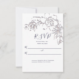 Gardenia, Navy and Blush, Hochzeit RSVP Karte