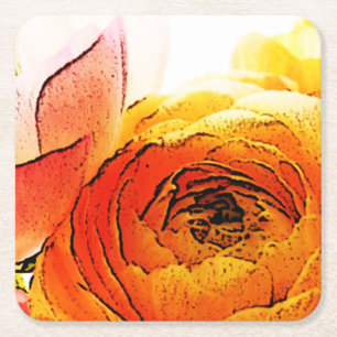 Gardenia Rechteckiger Pappuntersetzer