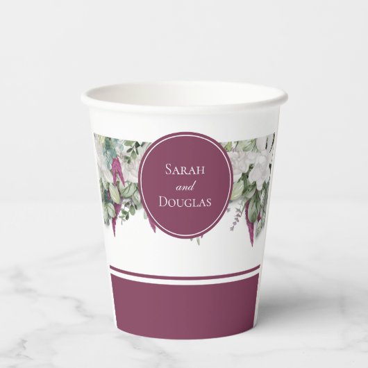 Gardenia / Snapdragon Wedding Lila Paper Cup Pappbecher (Rückseite)