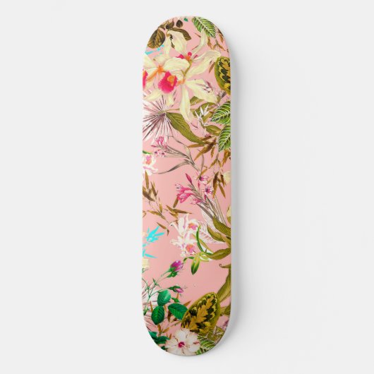 Gardenia | Vintages botanisches Muster Skateboard (Vorderseite)