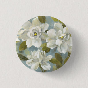 Gardenias auf Schiefer-Blau Button