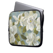 Gardenias auf Schiefer-Blau Laptopschutzhülle (Vorderseite Links)