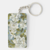 Gardenias auf Schiefer-Blau Schlüsselanhänger (Rückseite)