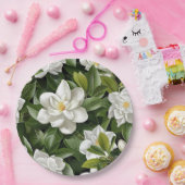 Gardenien-Blumen-Geschenkpapier Pappteller (Party)