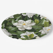 Gardenien-Blumen-Geschenkpapier Pappteller (Schrägansicht)