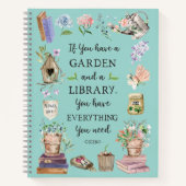 Gardening and Library Quote Floral Graden Notizblock (Vorderseite)