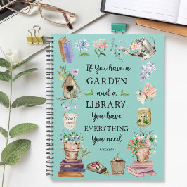 Gardening and Library Quote Floral Graden Planer