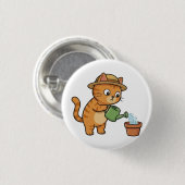 Gardening Cat Watering Plant Button (Vorne & Hinten)