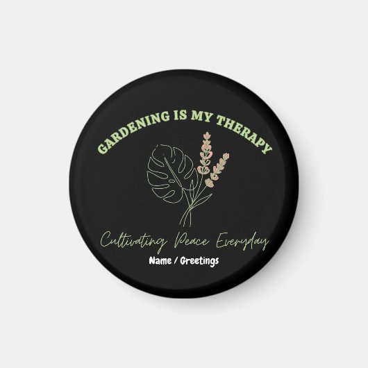 Gardening Is My Therapy Minimalist Botanical Art  Magnet (Vorne)
