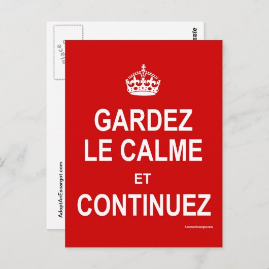GARDEZ LE CALME ET CONTINUEZ POSTKARTE (Vorne/Hinten)