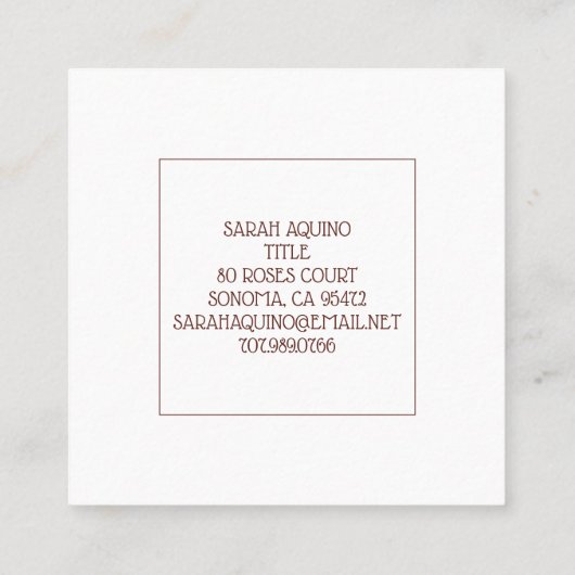 Gardinendesign Quadratische Visitenkarte (Rückseite)