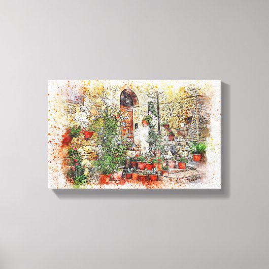 Gardinengestein Blume Fenstertür Leinwanddruck (Vorderseite)