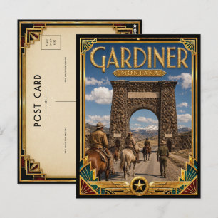 Gardiner Montana Vintage Art Deco Goldenes Zeitalt Postkarte