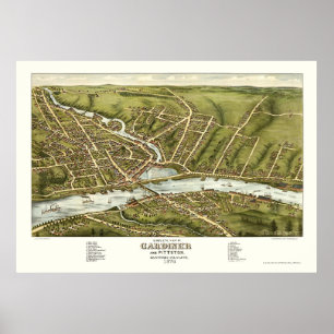 Gardiner & Pittston, ME Panorama Karte - 1878 Poster
