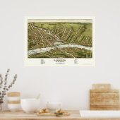 Gardiner & Pittston, ME Panorama Karte - 1878 Poster (Küche)