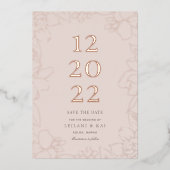 Gardnia Floral Dusty Pink Save the Date Folieneinladung (Vorderseite)