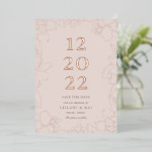 Gardnia Floral Dusty Pink Save the Date Folieneinladung (Stehend vorne)