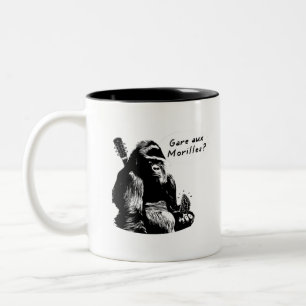 GARE AUX MORILLES ? (Gorille, musique) Zweifarbige Tasse