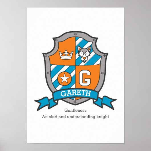 Gareth boys G name bedeutet orange Wappen Poster (Vorne)
