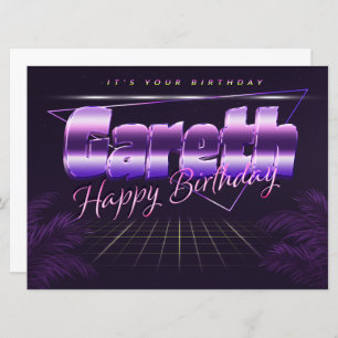 Gareth Name Vorname lila retro Karte Geburtstag
