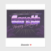Gareth Name Vorname lila retro Sticker Geburtstag (Blatt)