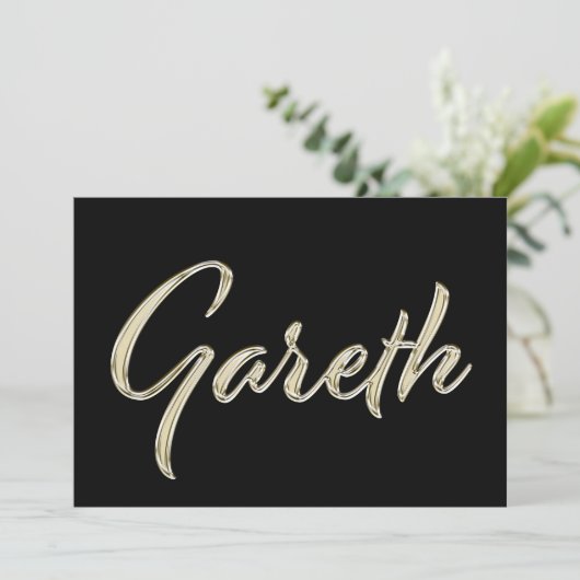 Gareth Name white gold Handwriting Karte (Stehend Vorderseite)