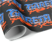 Gareth Vorname Name Graffiti blue orange Geschenkpapier (Rolleneckpunkt)