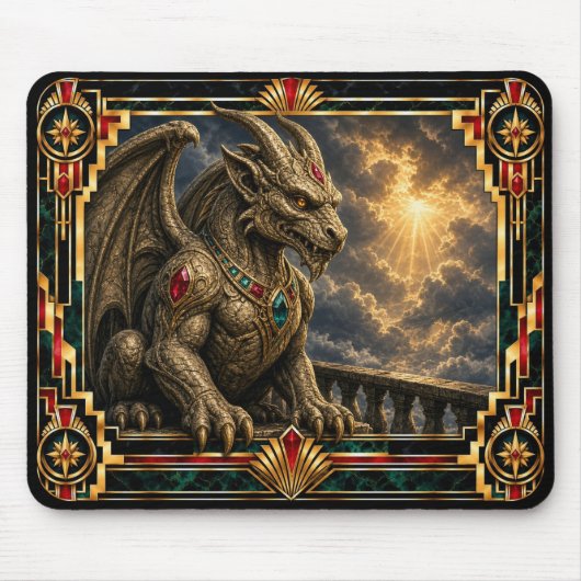 Gargoyle, Art Deco Mythisch Mousepad (Vorne)