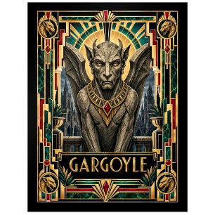 Gargoyle, Art Deco Mythisch Postkarte