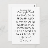 Gargoyle Bold - Zazzle Schriftart Sampler Sheet Postkarte (Vorne/Hinten)