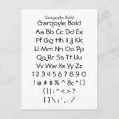 Gargoyle Bold - Zazzle Schriftart Sampler Sheet Postkarte (Vorderseite)